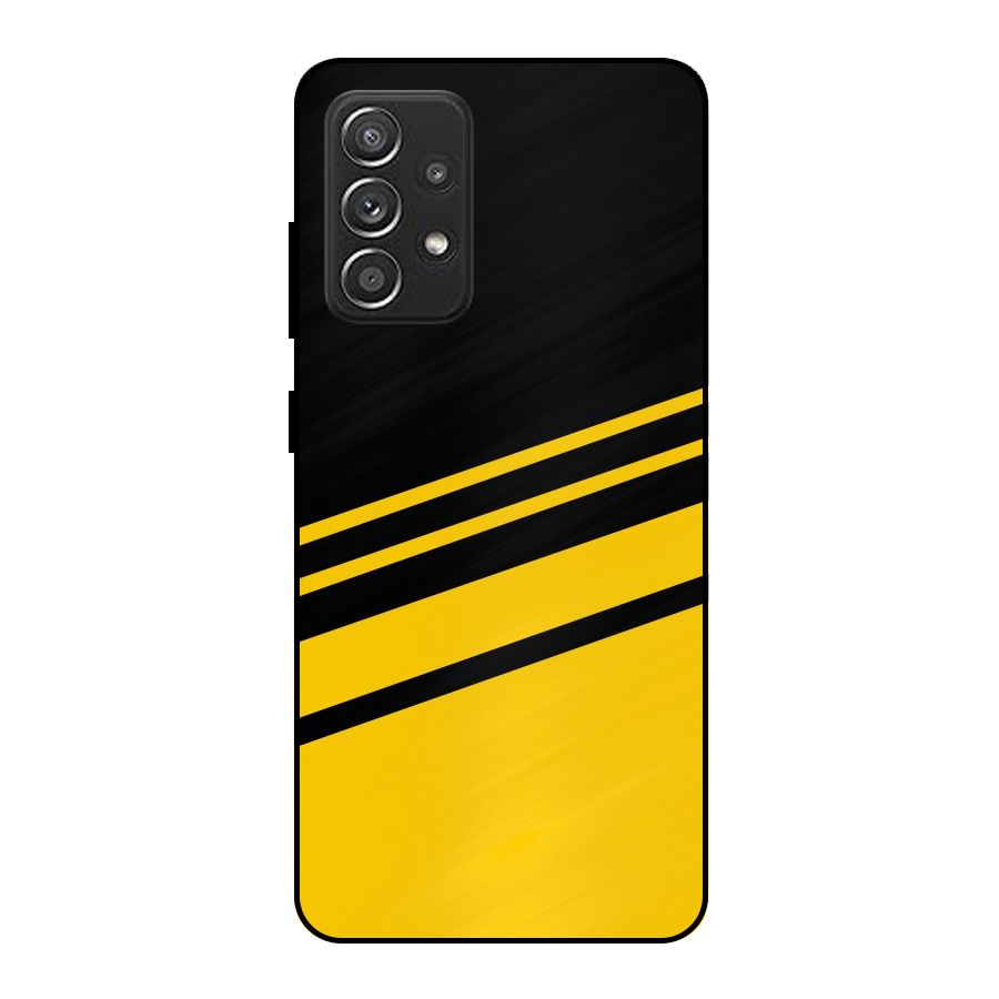 Slant Yellow Stripes Metal Back Case for Galaxy A52