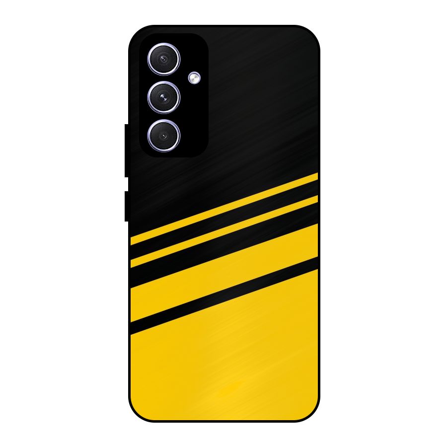Slant Yellow Stripes Metal Back Case for Galaxy A54