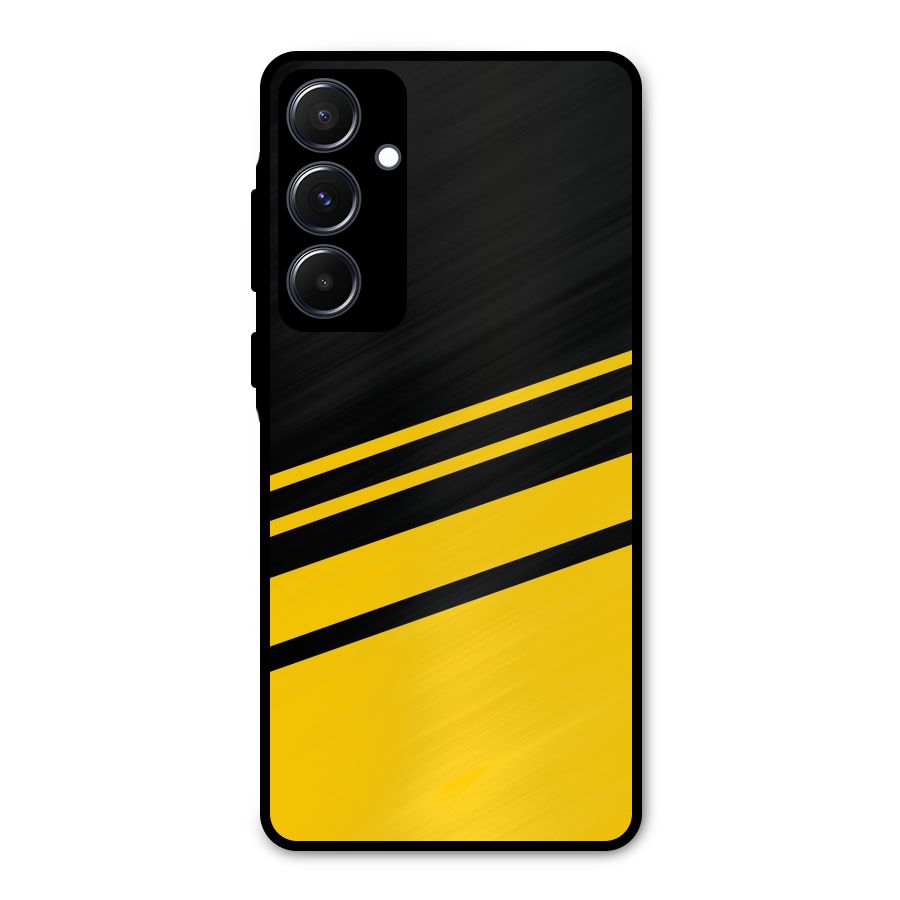 Slant Yellow Stripes Metal Back Case for Galaxy A55