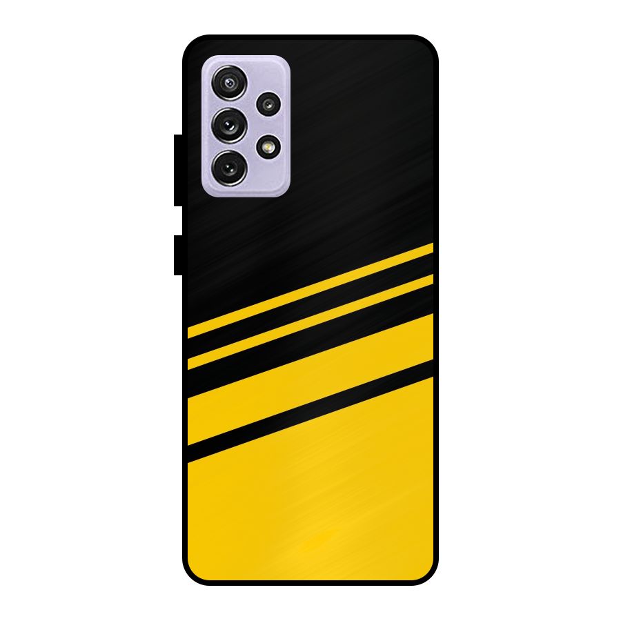 Slant Yellow Stripes Metal Back Case for Galaxy A72