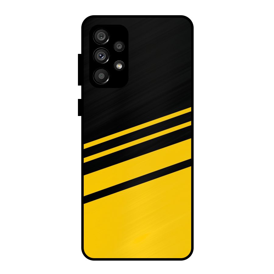 Slant Yellow Stripes Metal Back Case for Galaxy A73 5G