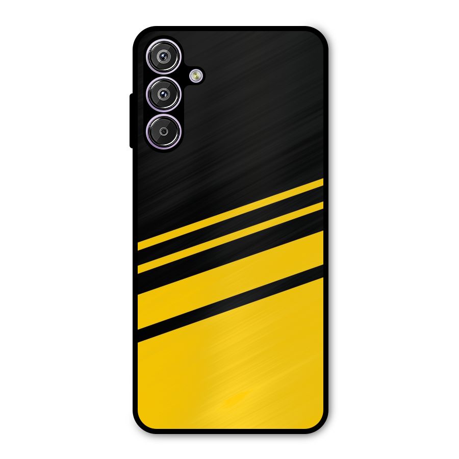 Slant Yellow Stripes Metal Back Case for Galaxy F15