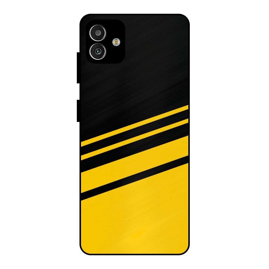 Slant Yellow Stripes Metal Back Case for Galaxy M13 5G