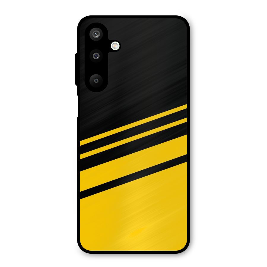 Slant Yellow Stripes Metal Back Case for Galaxy M16