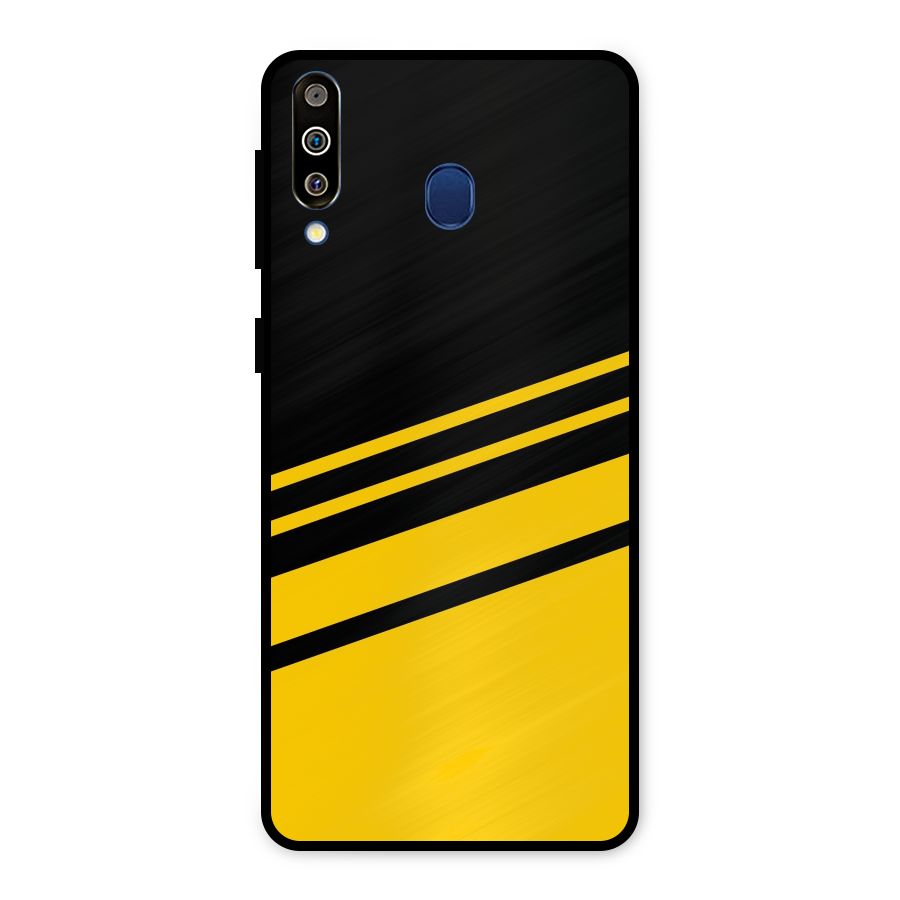 Slant Yellow Stripes Metal Back Case for Galaxy M30