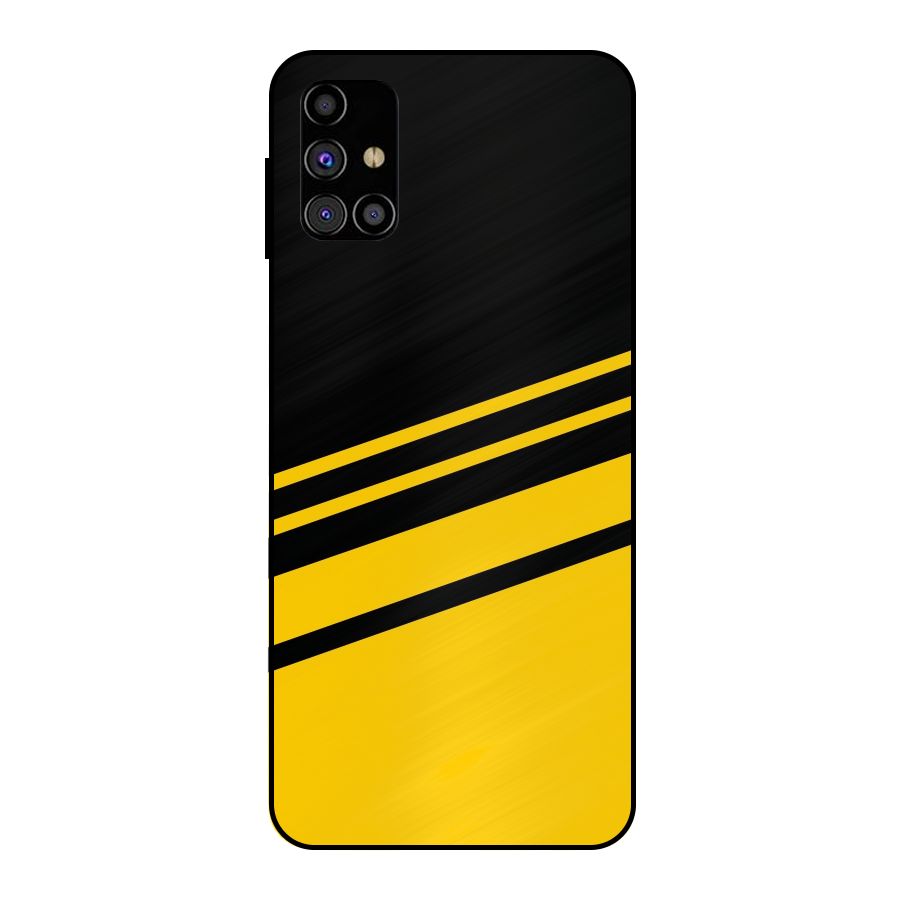 Slant Yellow Stripes Metal Back Case for Galaxy M31s