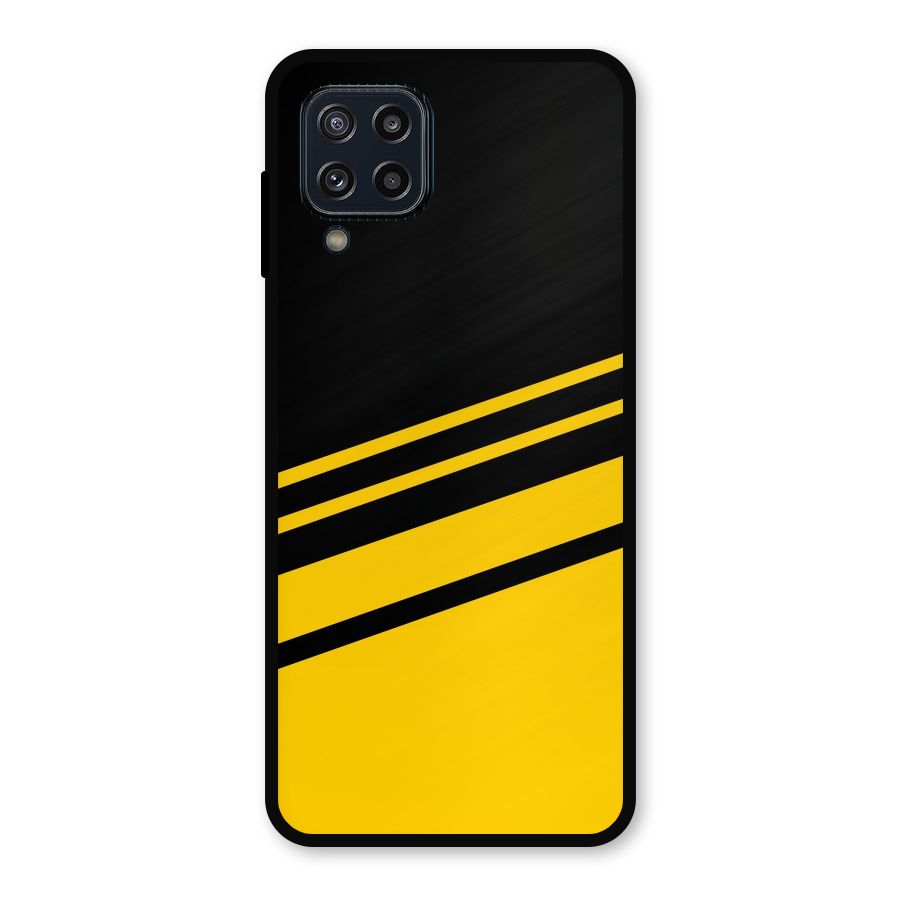 Slant Yellow Stripes Metal Back Case for Galaxy M32