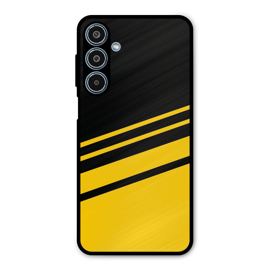 Slant Yellow Stripes Metal Back Case for Galaxy M35