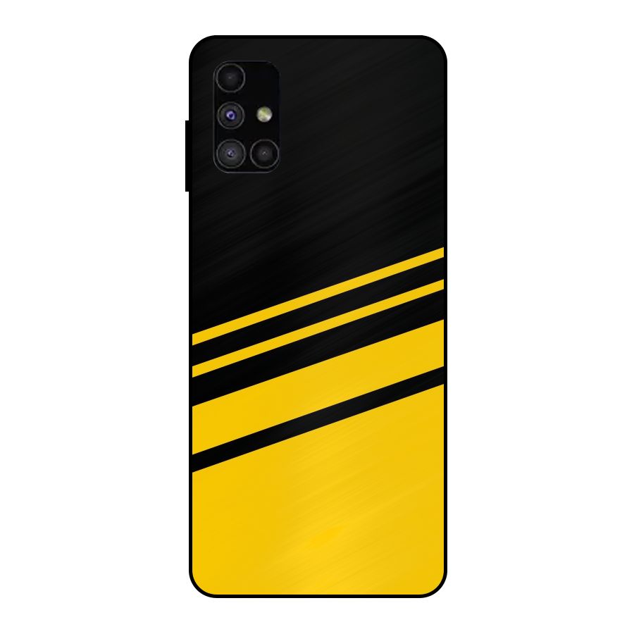 Slant Yellow Stripes Metal Back Case for Galaxy M51
