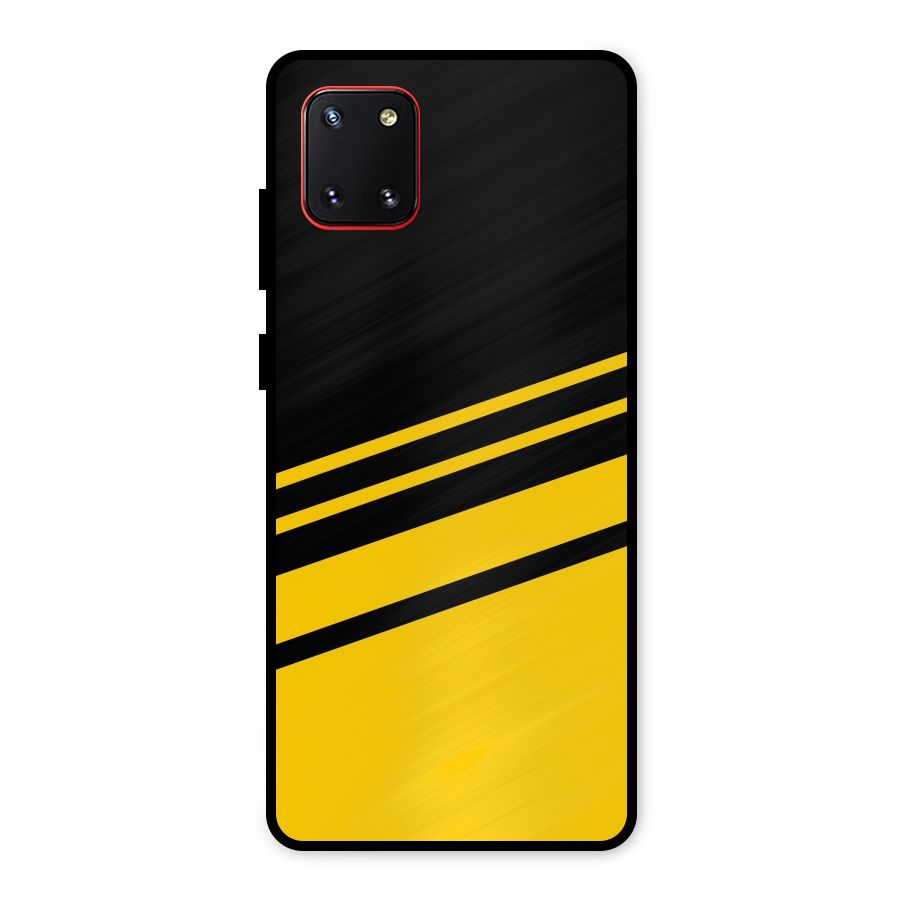 Slant Yellow Stripes Metal Back Case for Galaxy Note 10 Lite