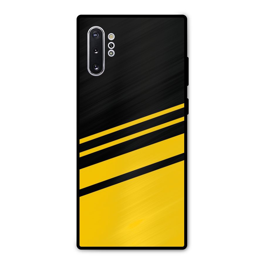 Slant Yellow Stripes Metal Back Case for Galaxy Note 10 Plus