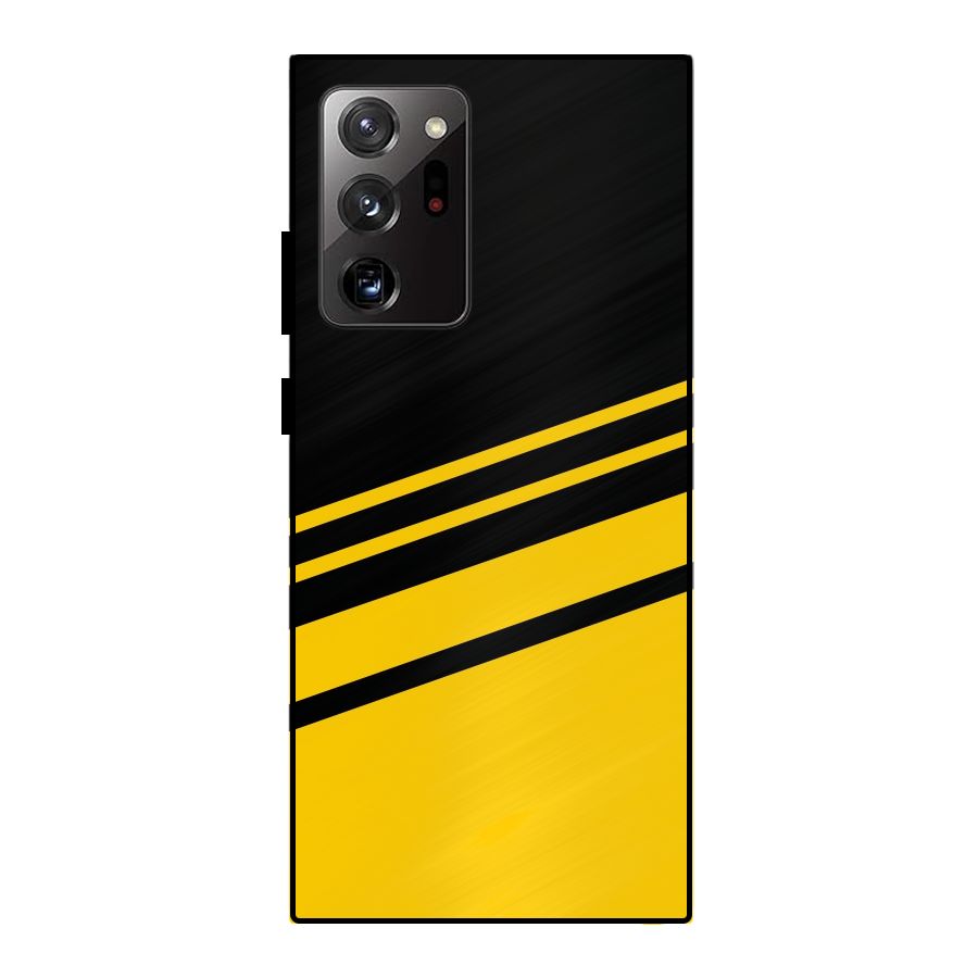 Slant Yellow Stripes Metal Back Case for Galaxy Note 20 Ultra