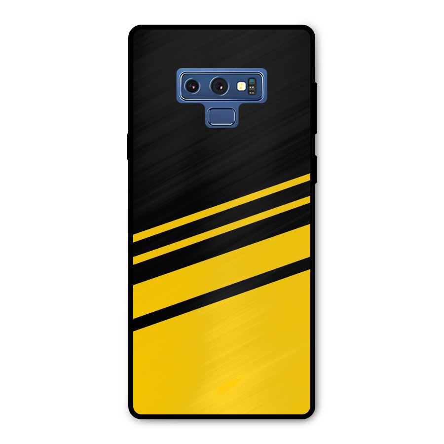 Slant Yellow Stripes Metal Back Case for Galaxy Note 9