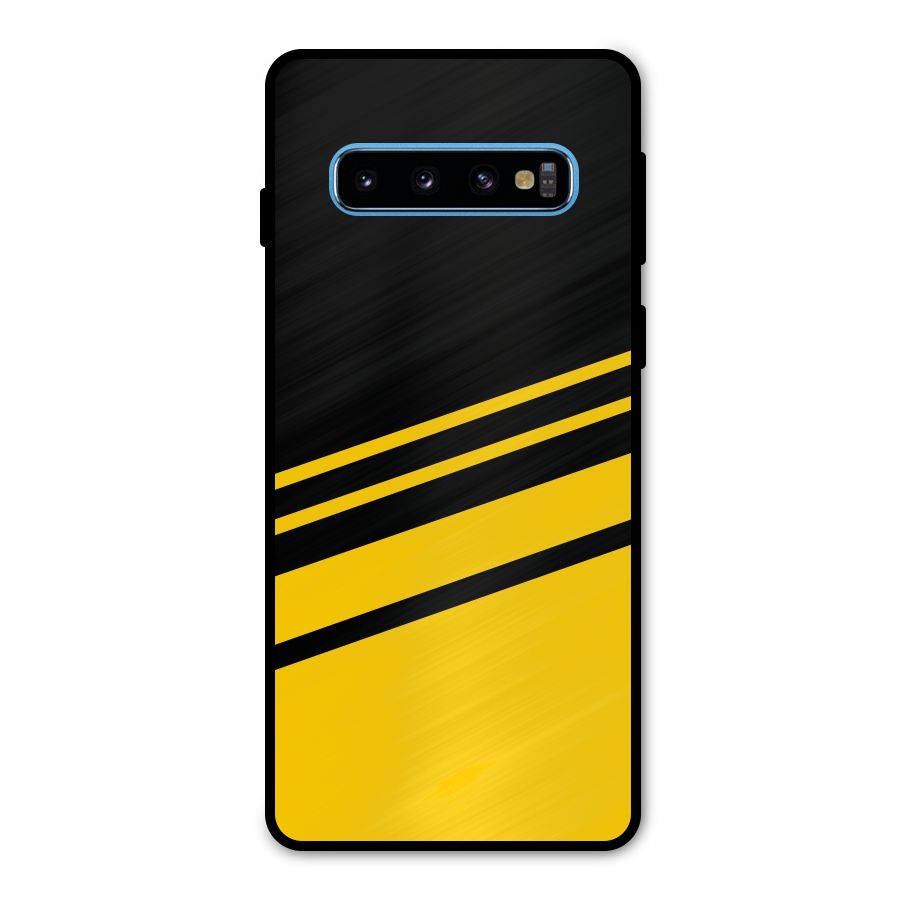 Slant Yellow Stripes Metal Back Case for Galaxy S10