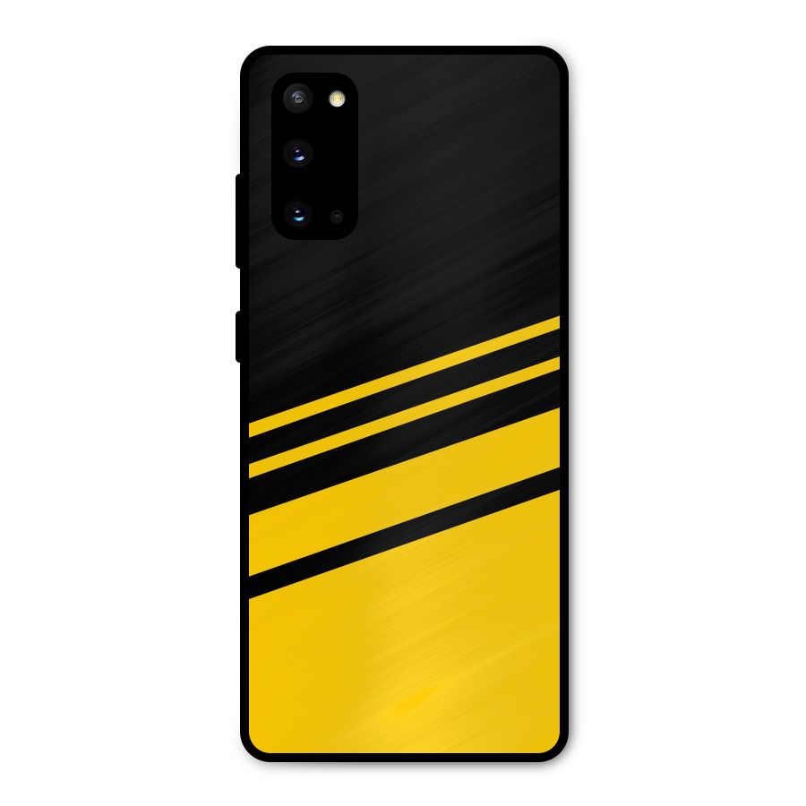 Slant Yellow Stripes Metal Back Case for Galaxy S20
