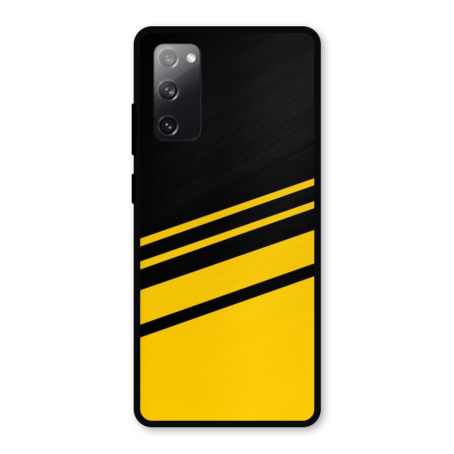 Slant Yellow Stripes Metal Back Case for Galaxy S20 FE 5G