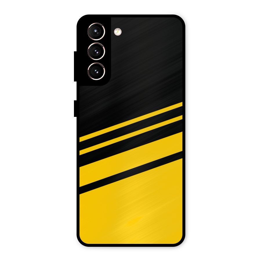 Slant Yellow Stripes Metal Back Case for Galaxy S21 5G