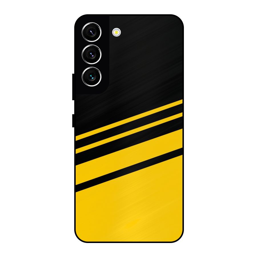 Slant Yellow Stripes Metal Back Case for Galaxy S22 5G