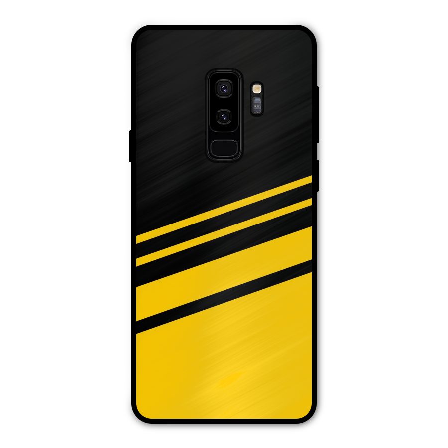 Slant Yellow Stripes Metal Back Case for Galaxy S9 Plus