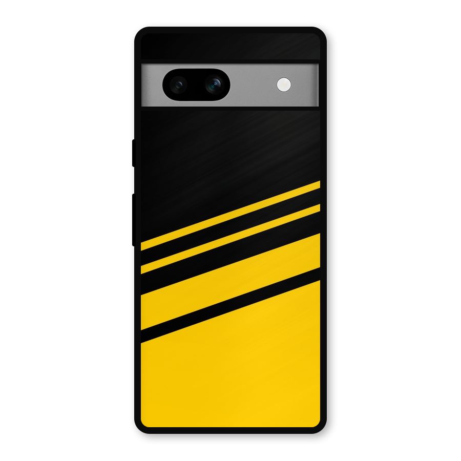 Slant Yellow Stripes Metal Back Case for Google Pixel 7a