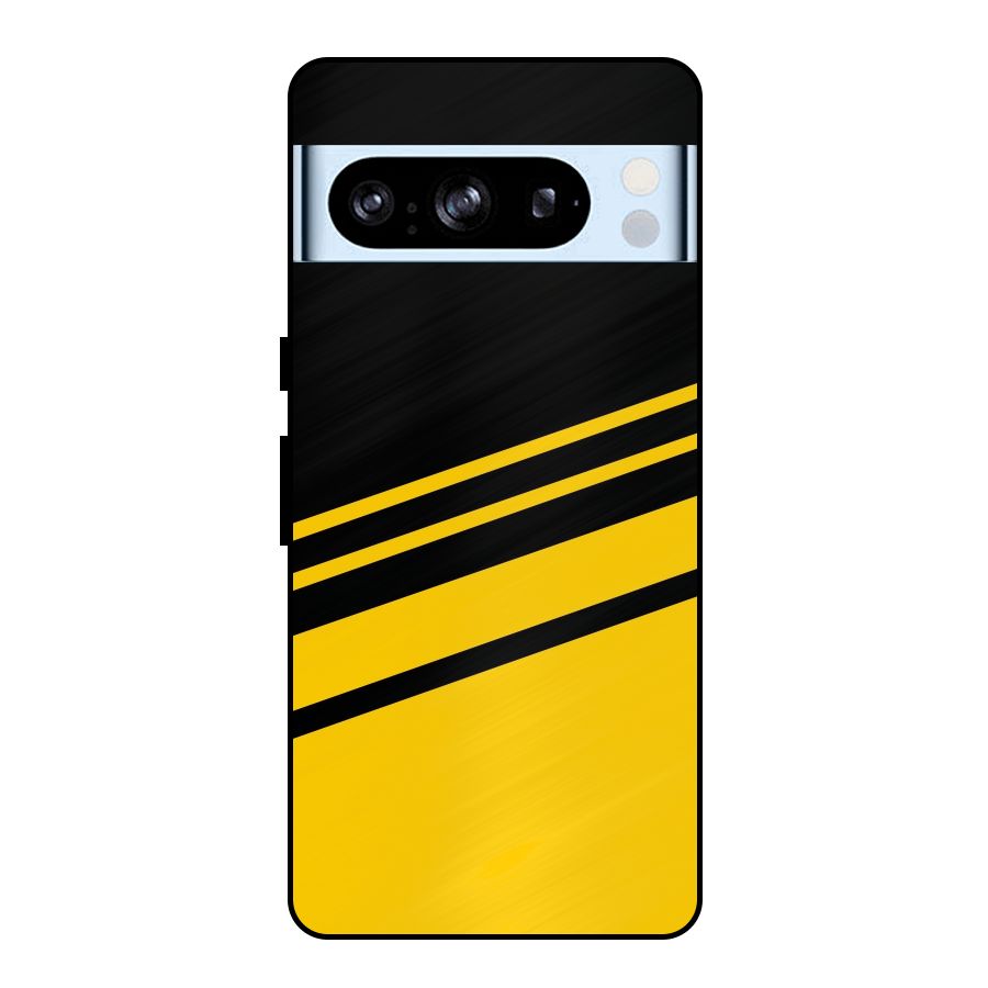 Slant Yellow Stripes Metal Back Case for Google Pixel 8 Pro