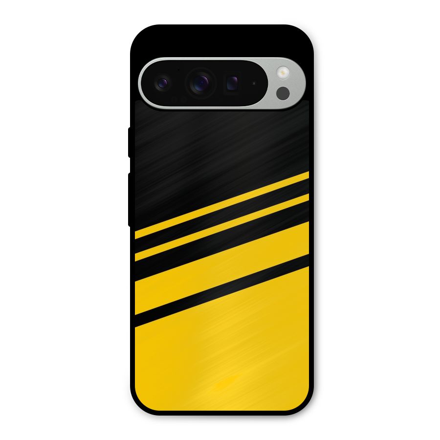 Slant Yellow Stripes Metal Back Case for Google Pixel 9 Pro XL