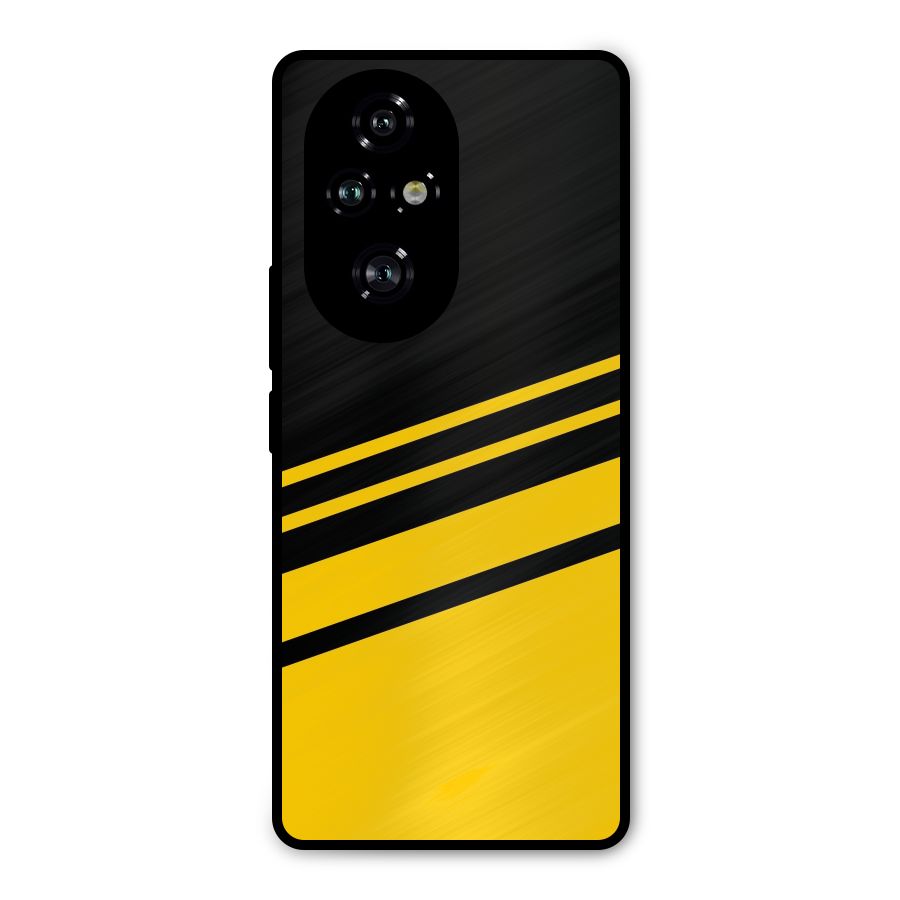 Slant Yellow Stripes Metal Back Case for Honor 200 Pro