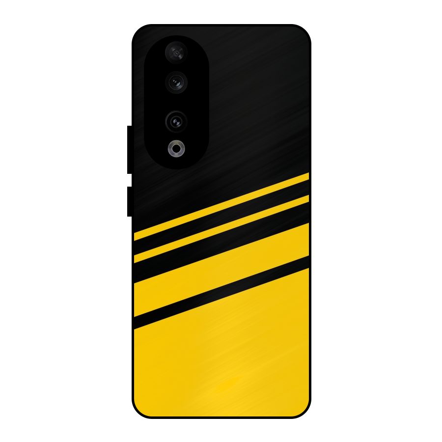 Slant Yellow Stripes Metal Back Case for Honor 90