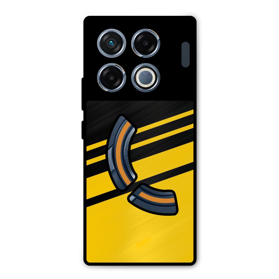 Slant Yellow Stripes Metal Back Case for Infinix GT 20 Pro