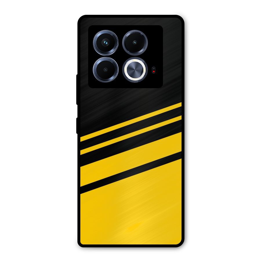 Slant Yellow Stripes Metal Back Case for Infinix Note 40 5G