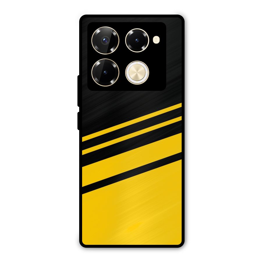 Slant Yellow Stripes Metal Back Case for Infinix Note 40 Pro Plus