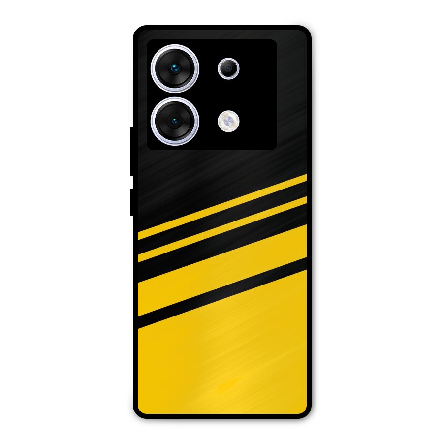 Slant Yellow Stripes Metal Back Case for Infinix Zero 30 5G