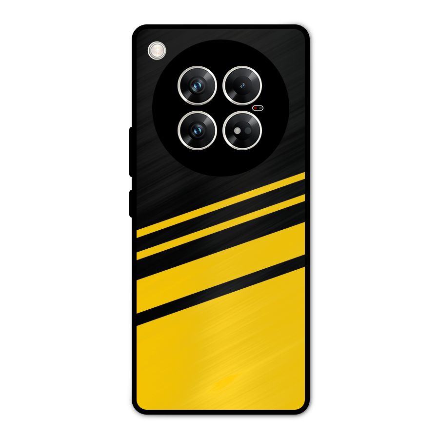 Slant Yellow Stripes Metal Back Case for Infinix Zero 40 5G