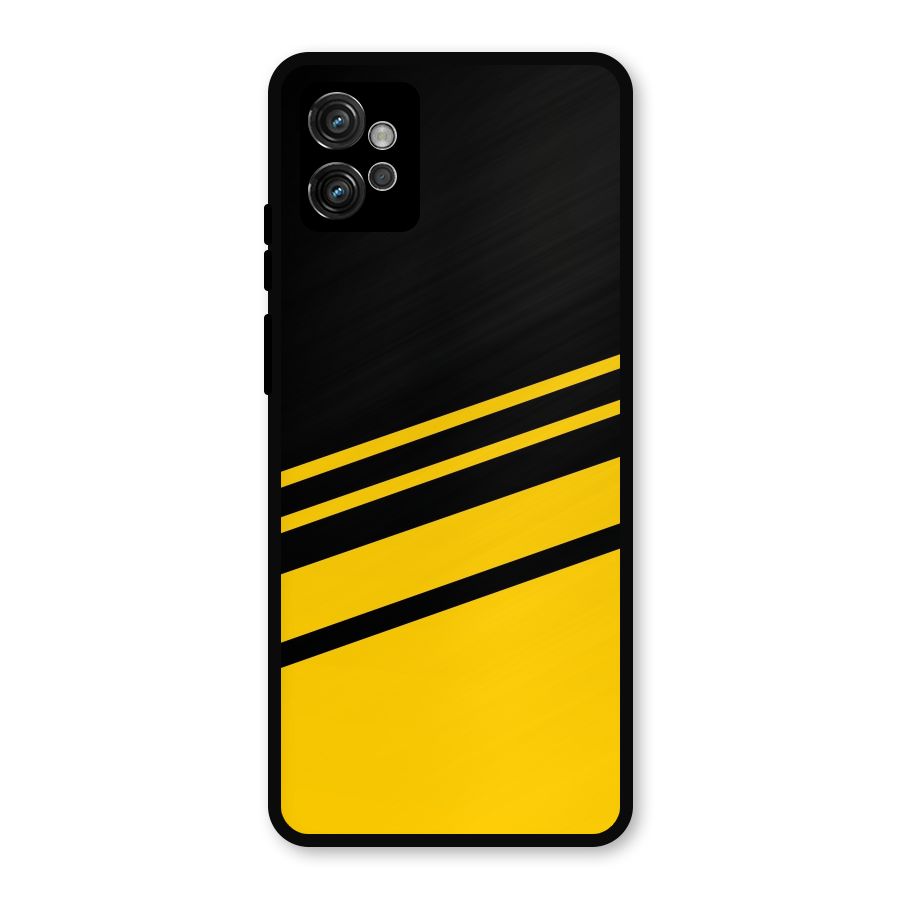 Slant Yellow Stripes Metal Back Case for Moto G32
