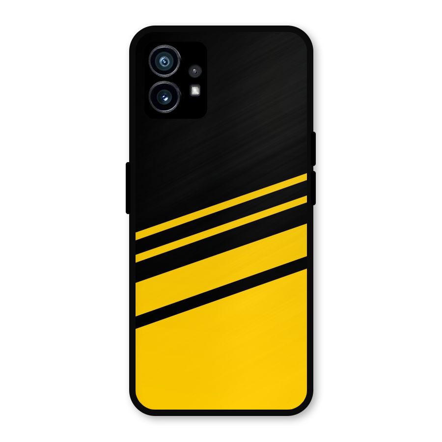 Slant Yellow Stripes Metal Back Case for Nothing Phone 1