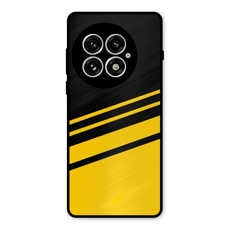 Slant Yellow Stripes Metal Back Case for OnePlus 13
