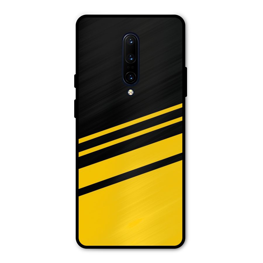 Slant Yellow Stripes Metal Back Case for OnePlus 7 Pro