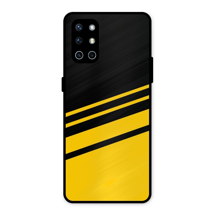 Slant Yellow Stripes Metal Back Case for OnePlus 9R