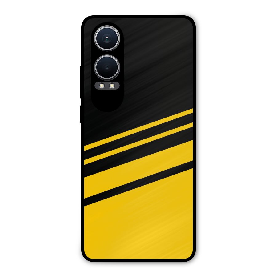 Slant Yellow Stripes Metal Back Case for OnePlus Nord CE4 Lite