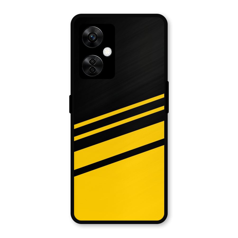 Slant Yellow Stripes Metal Back Case for OnePlus Nord CE 3 Lite