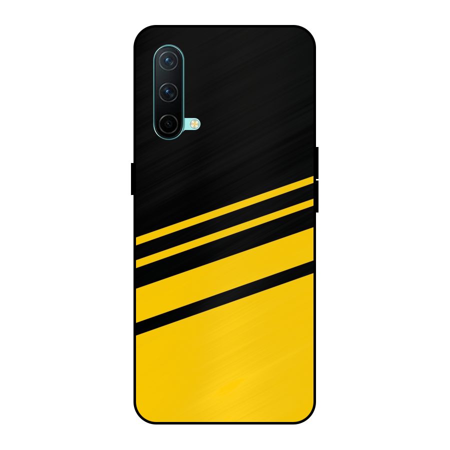 Slant Yellow Stripes Metal Back Case for OnePlus Nord CE 5G