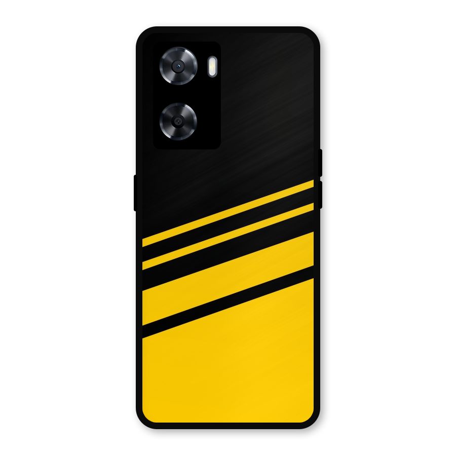 Slant Yellow Stripes Metal Back Case for Oppo A57 2022