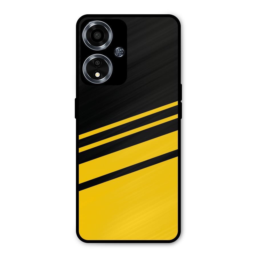 Slant Yellow Stripes Metal Back Case for Oppo A59