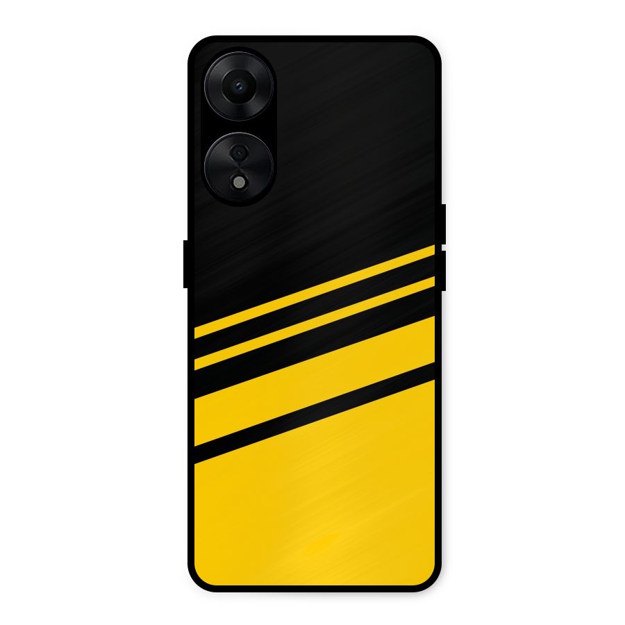 Slant Yellow Stripes Metal Back Case for Oppo A78 5G
