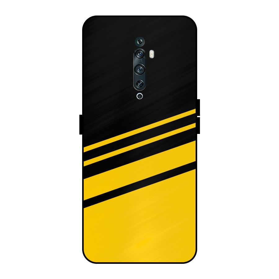 Slant Yellow Stripes Metal Back Case for Oppo Reno2 Z