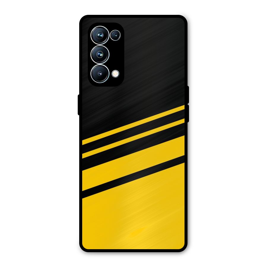 Slant Yellow Stripes Metal Back Case for Oppo Reno5 Pro 5G
