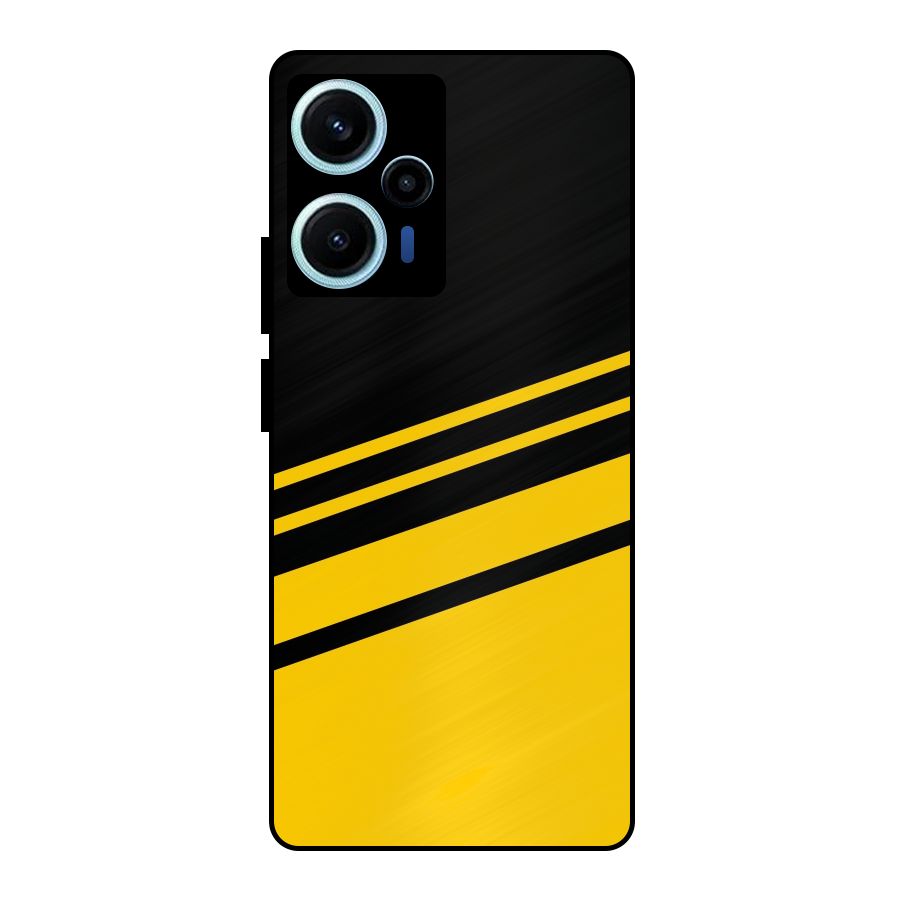 Slant Yellow Stripes Metal Back Case for Poco F5