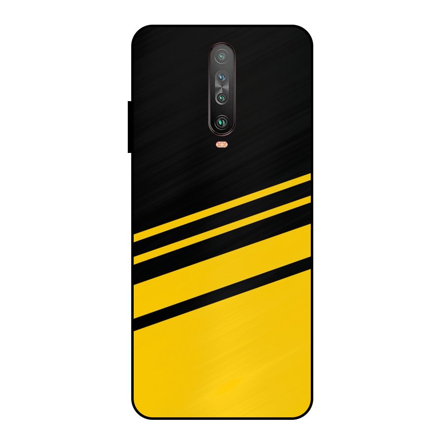 Slant Yellow Stripes Metal Back Case for Poco X2