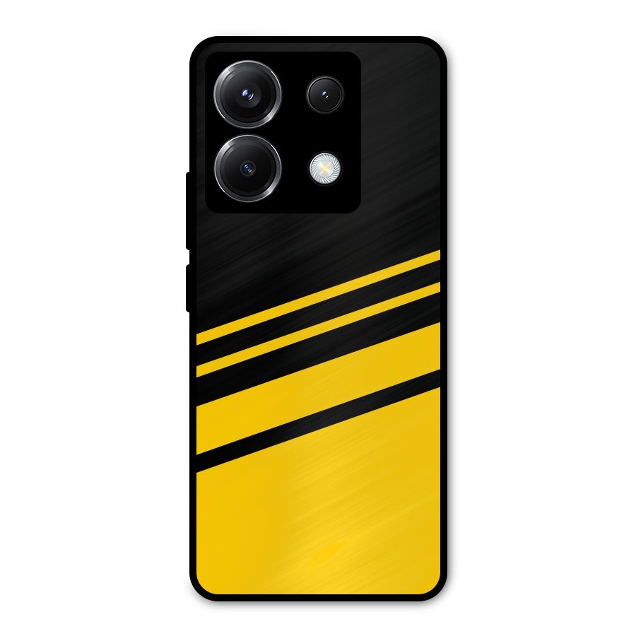 Slant Yellow Stripes Metal Back Case for Poco X6