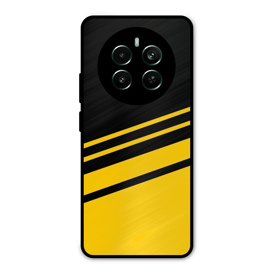 Slant Yellow Stripes Metal Back Case for Realme 12 Pro Plus